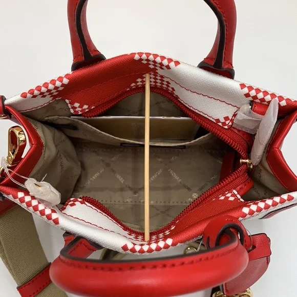 Michael Kors Mirella Extra-Small Logo Crossbody XBODY Shopper Bag Bright Red NWT - Picture 7 of 16